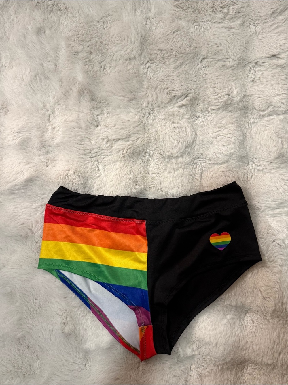 Pride Rainbow Striped Color-Block Swimsuit Briefs